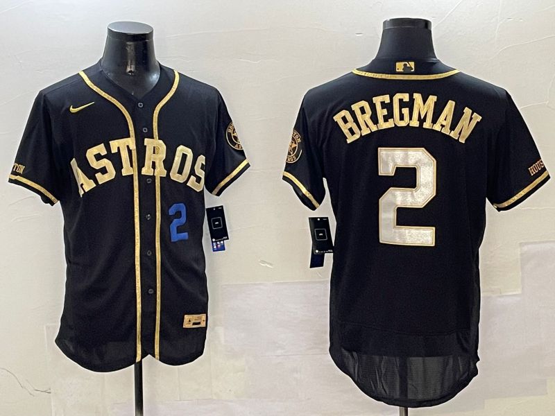 Men Houston Astros #2 Bregman Black Gold Elite 2025 Nike MLB Jersey style 4->houston astros->MLB Jersey